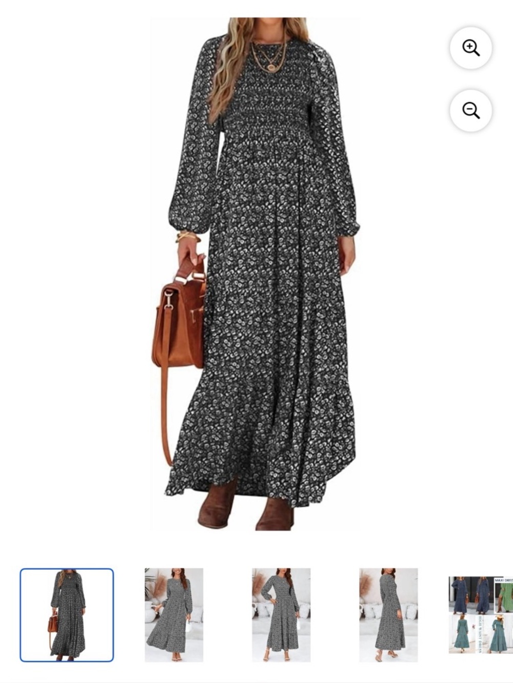 Long Sleeve Black Floral Maxi Dress